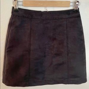 Suede A-line skirt